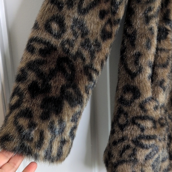 Velvet for Garnet Hill Leopard Print Mob Wife Faux Fur Fully Lined Coat S - Picture 9 of 13